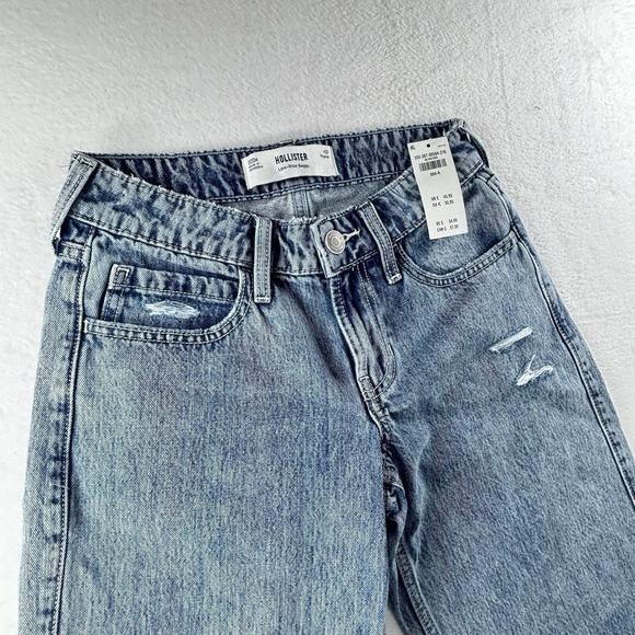 NWT Hollister Low-Rise Baggy Jeans Sz 23 Reg 000R Distressed Wide Leg Denim‎ - Picture 4 of 6